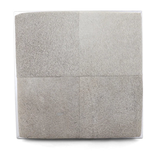 Cowhide Ottoman/Vanity Stool Silver