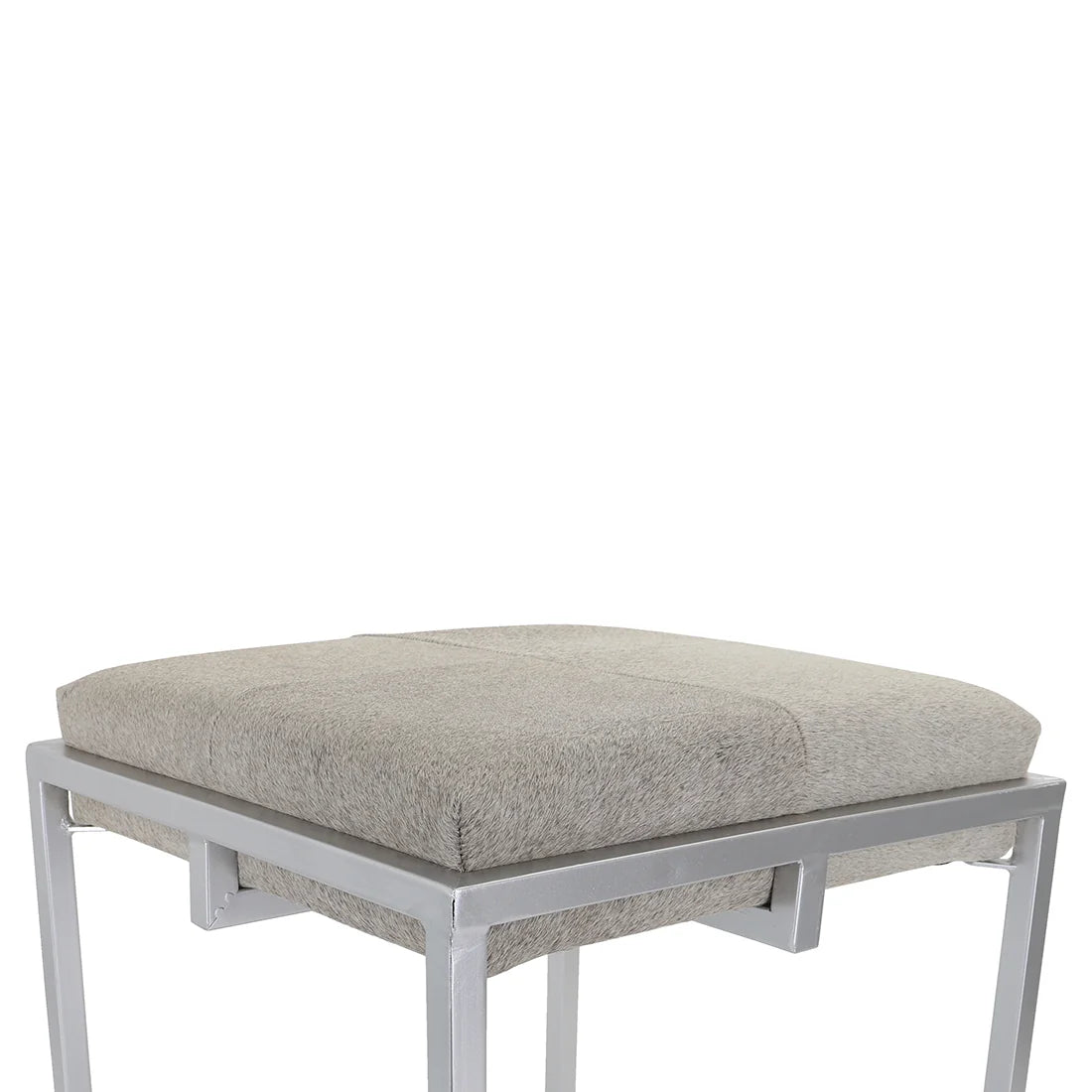 Cowhide Ottoman/Vanity Stool Silver
