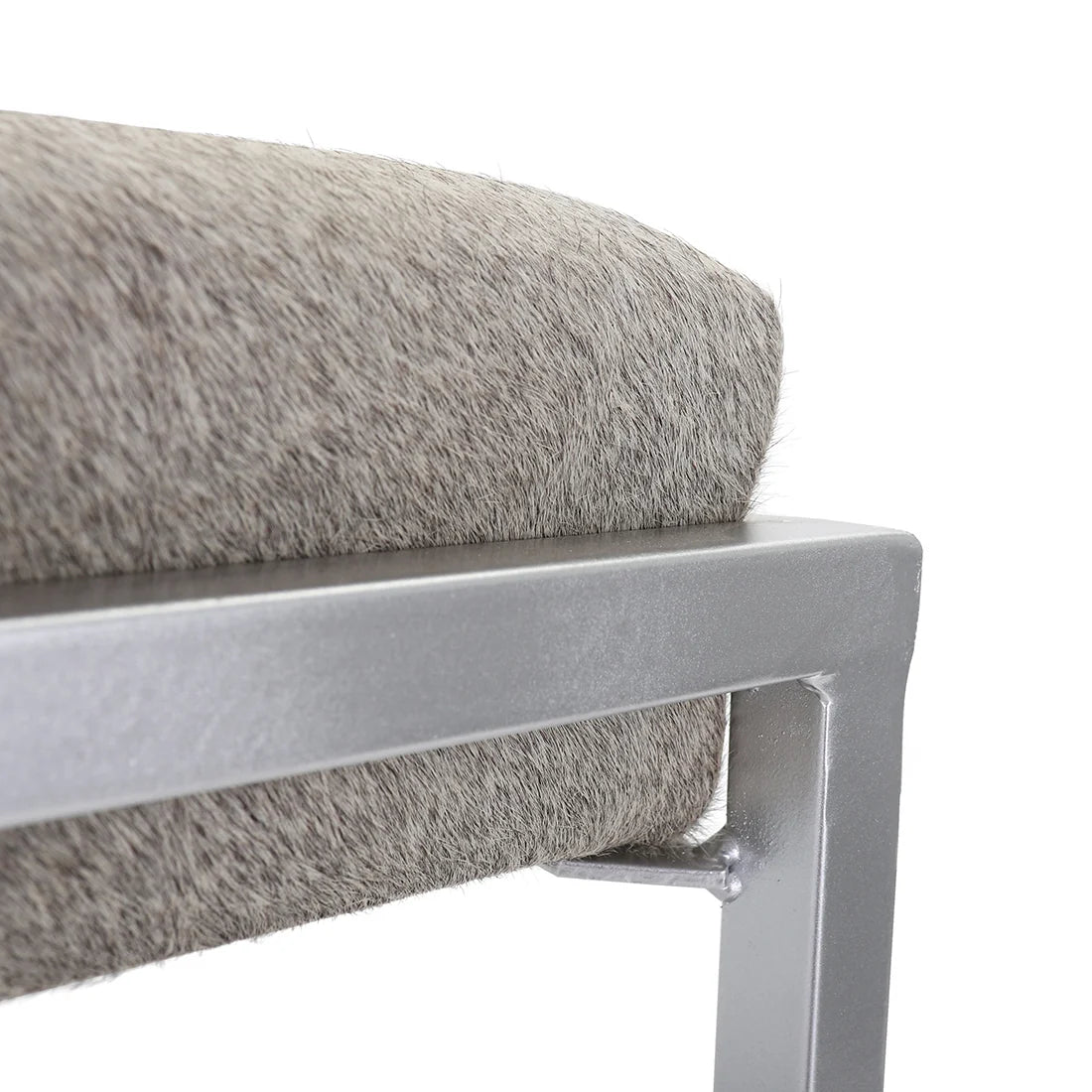 Cowhide Ottoman/Vanity Stool Silver