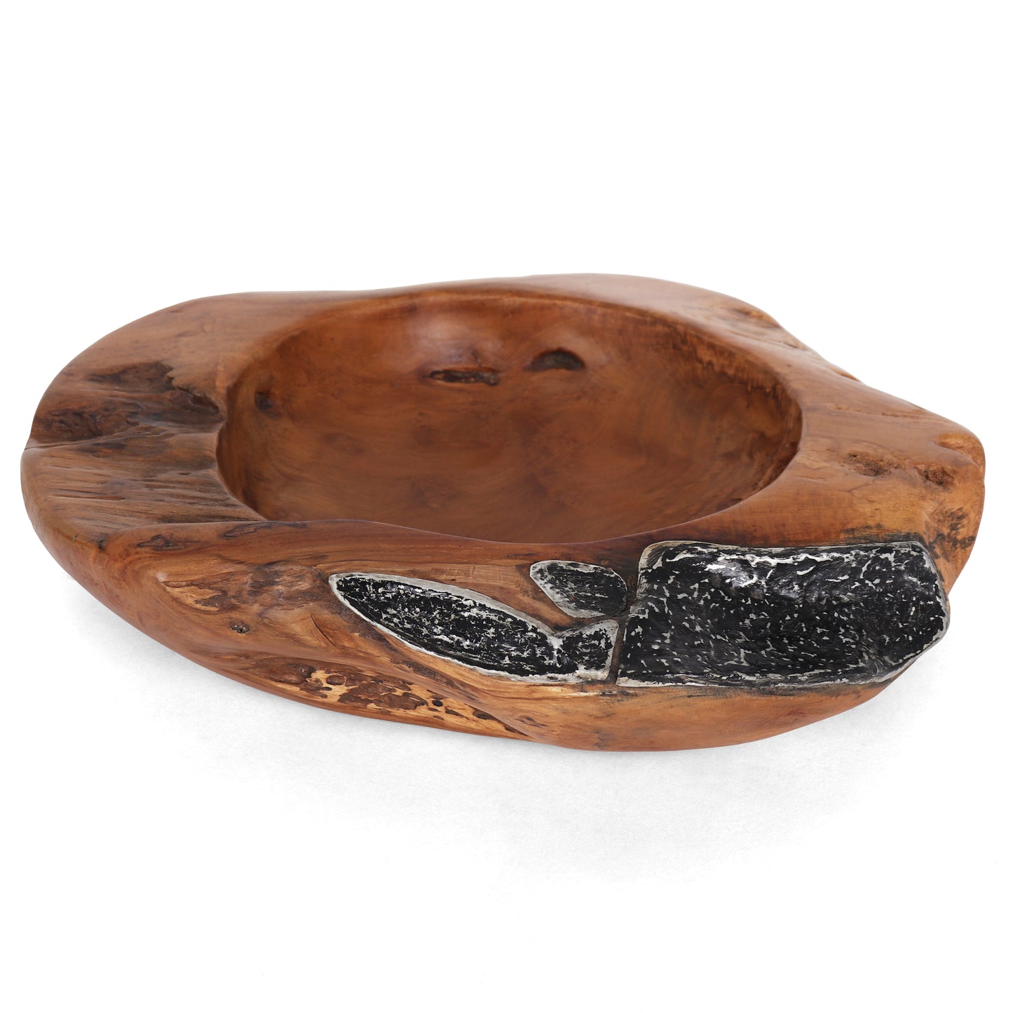 Metal Ingrained Balsam Teak Table Tray