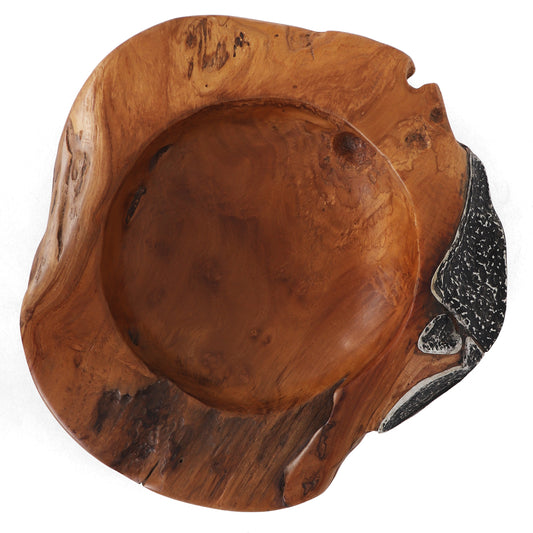 Metal Ingrained Balsam Teak Table Tray