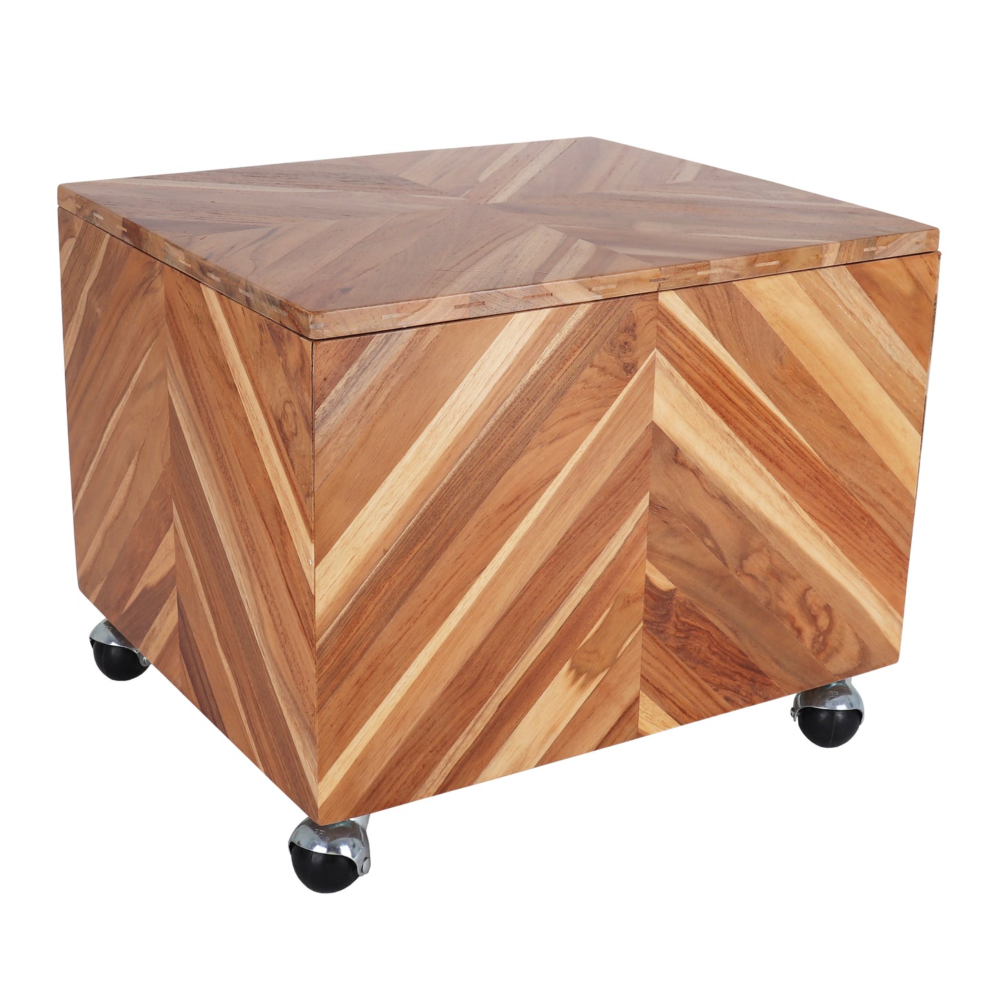 Teak Rolling File Cabinet (Natural)