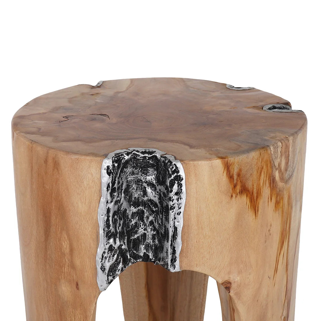 Java Teak Root Stool - Metal