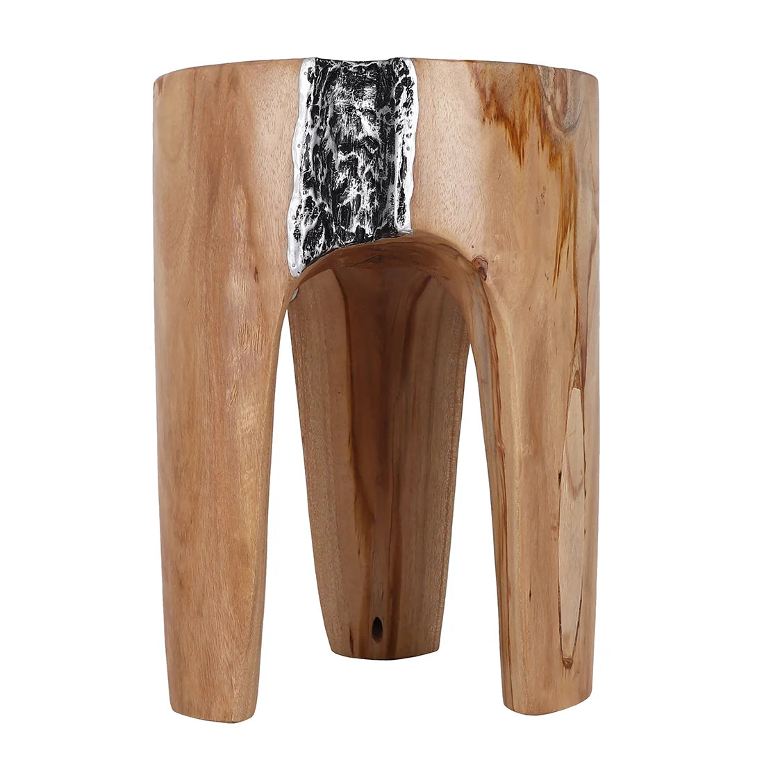 Java Teak Root Stool - Metal