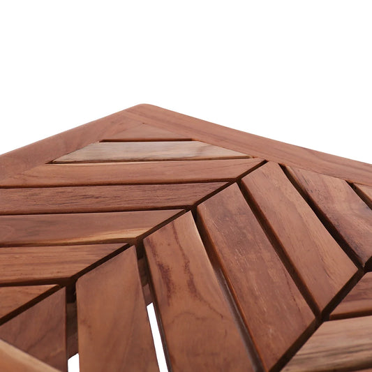 Chevron Teak Shower Stool