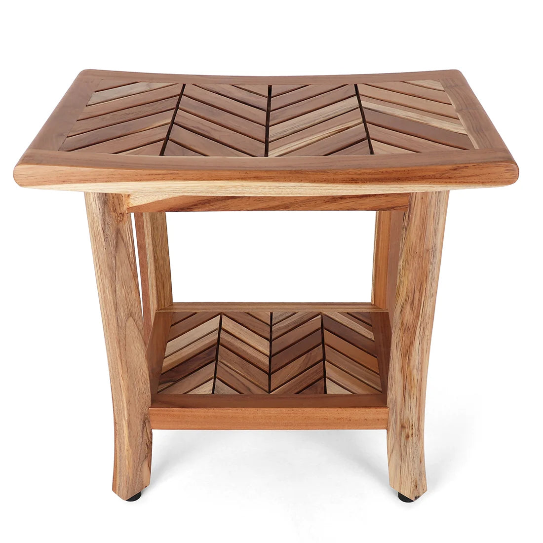 Chevron Teak Shower Stool