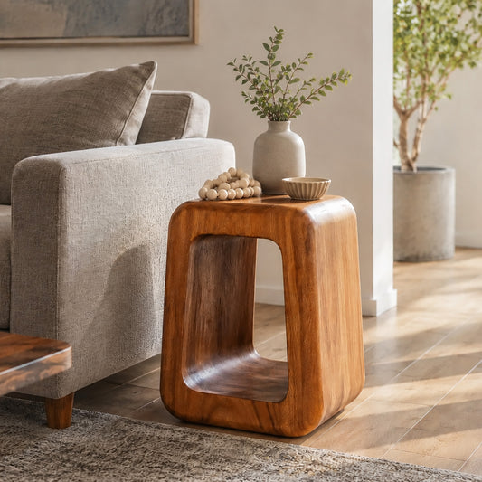 Mazelle Hand Carved End Table