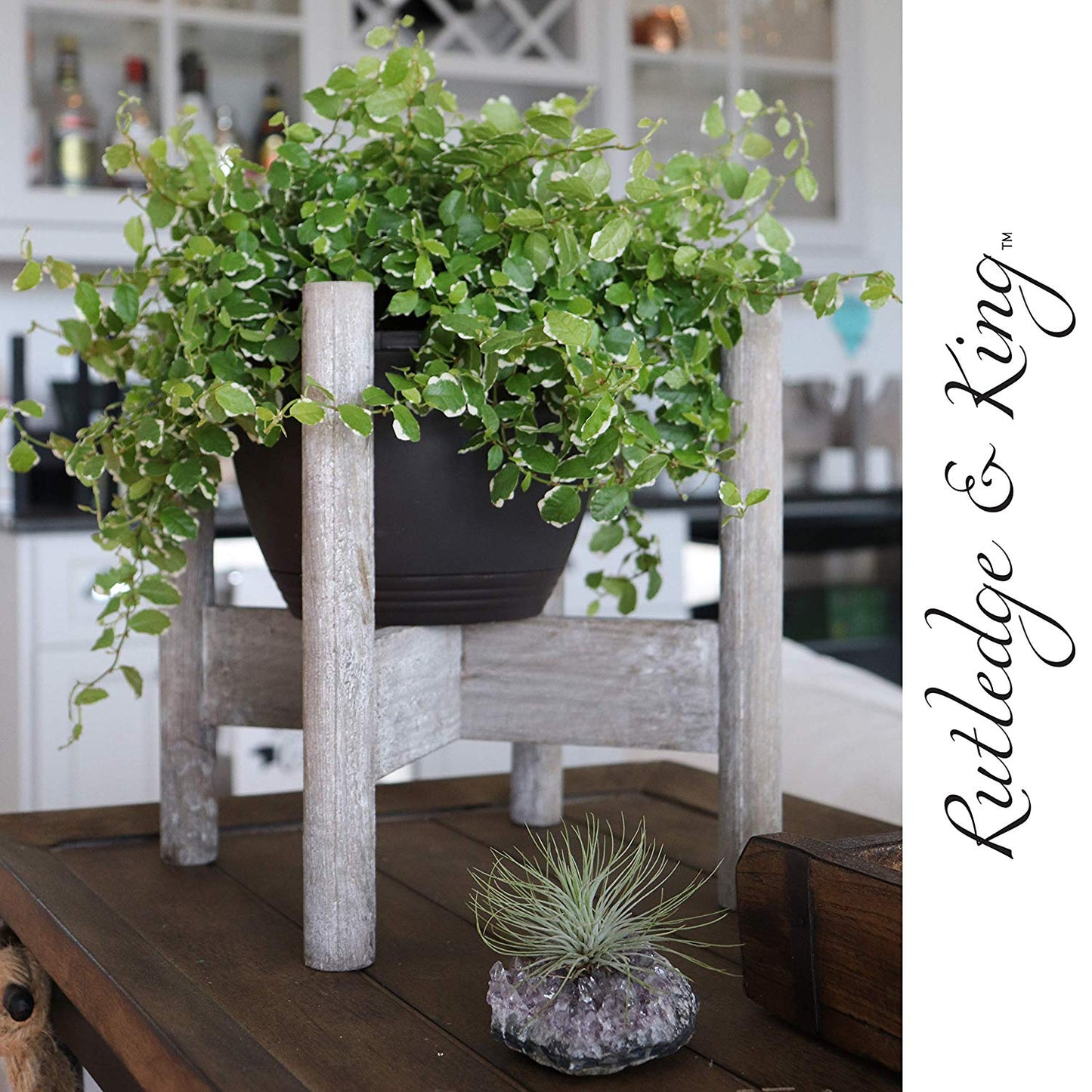 Aberdeen Mid Century Plant Stand - Driftwood