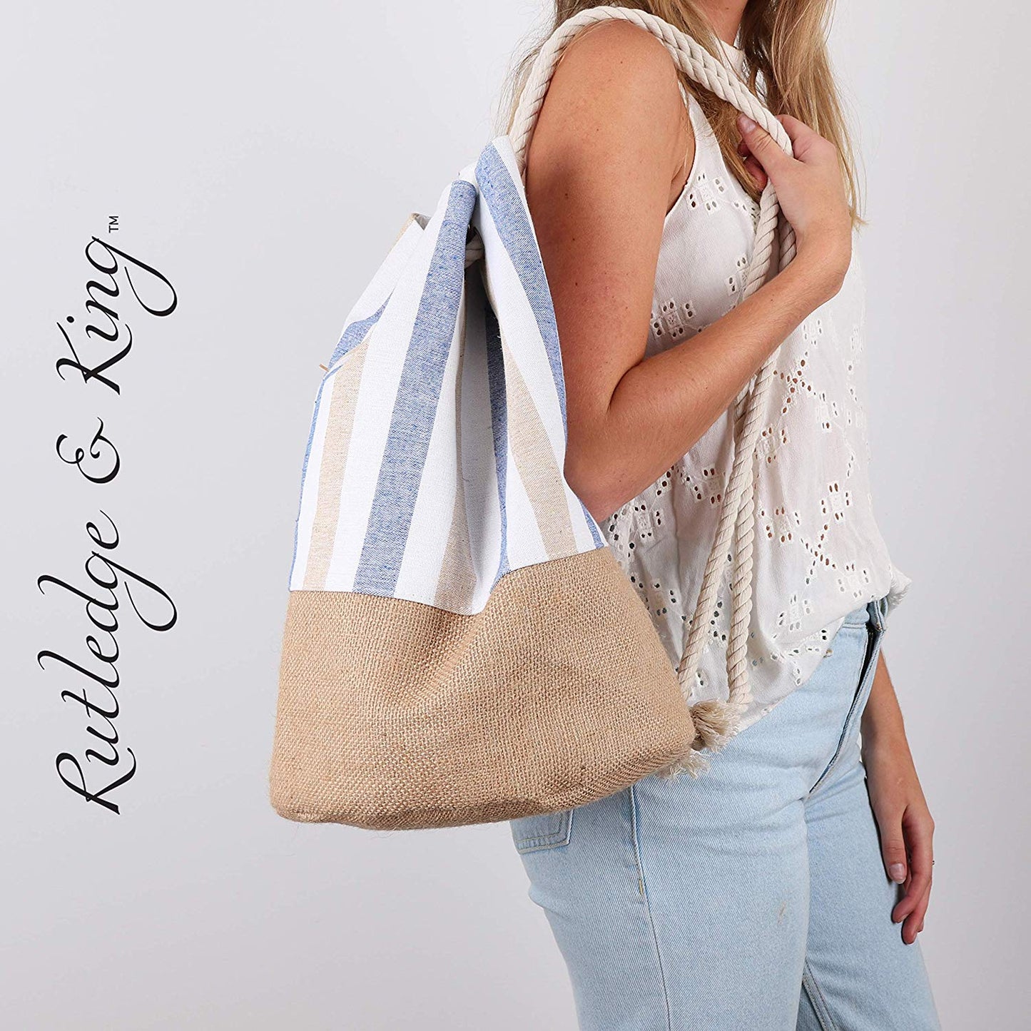 Beach Bag - Drawstring - Straw Beach Bag - Elliot