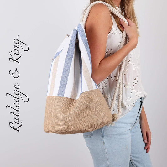 Beach Bag - Drawstring - Straw Beach Bag - Elliot
