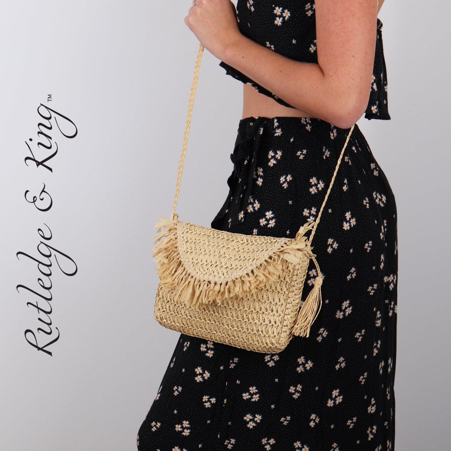 Straw Crossbody Bag - Straw Purse - Straw Bag - Ashley Brown