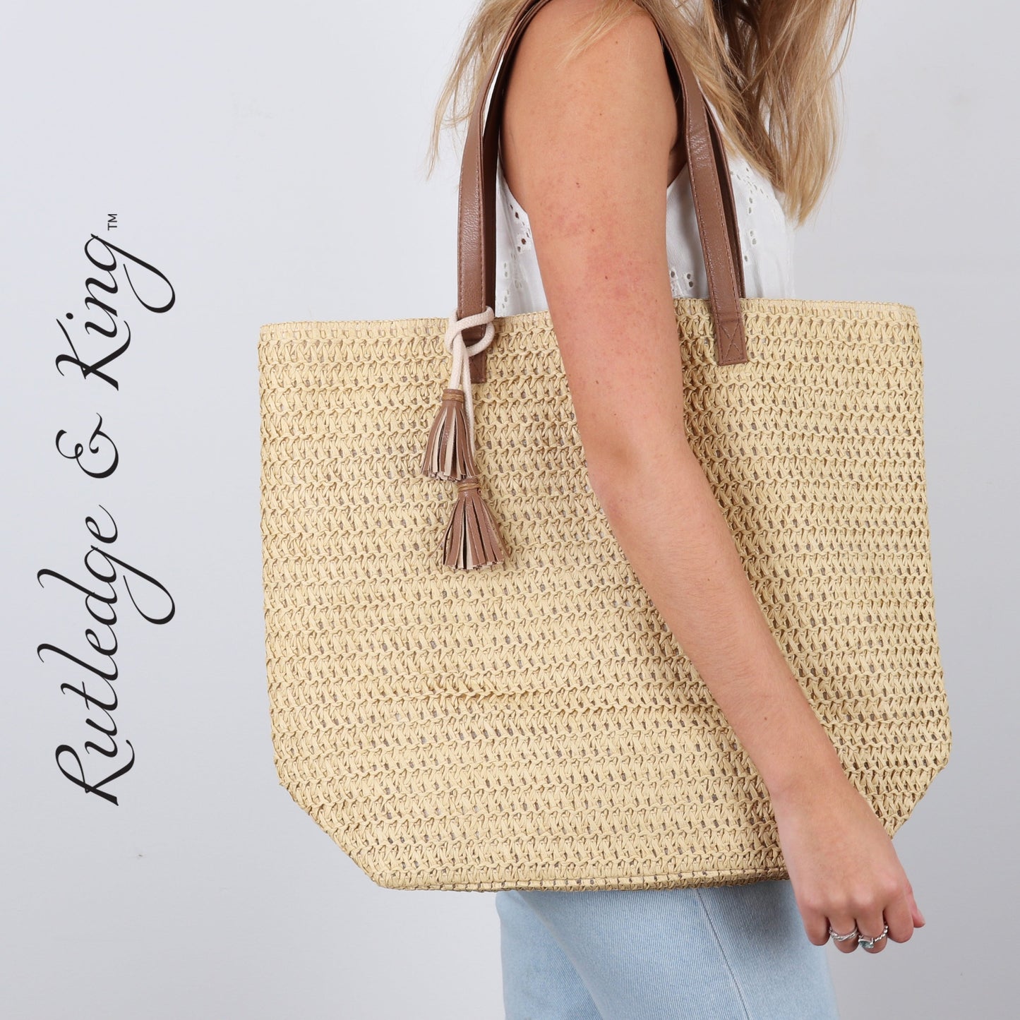 Beach Bag - Straw Bag - Large Tote Bag - Brown