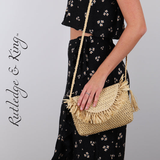 Straw Crossbody Bag - Straw Purse - Straw Bag - Ashley Brown