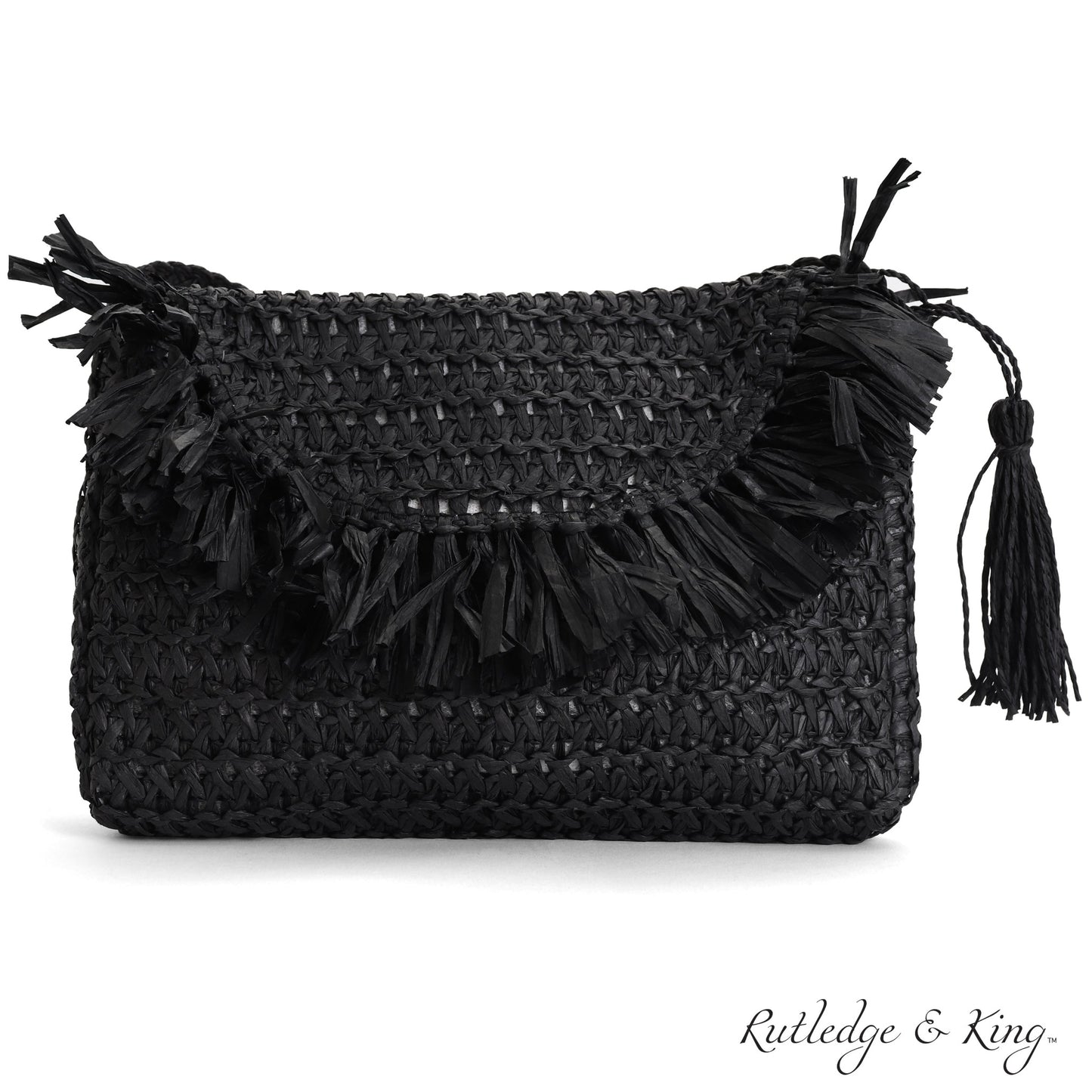 Straw Crossbody Bag - Straw Purse - Straw Bag - Ashley - Black