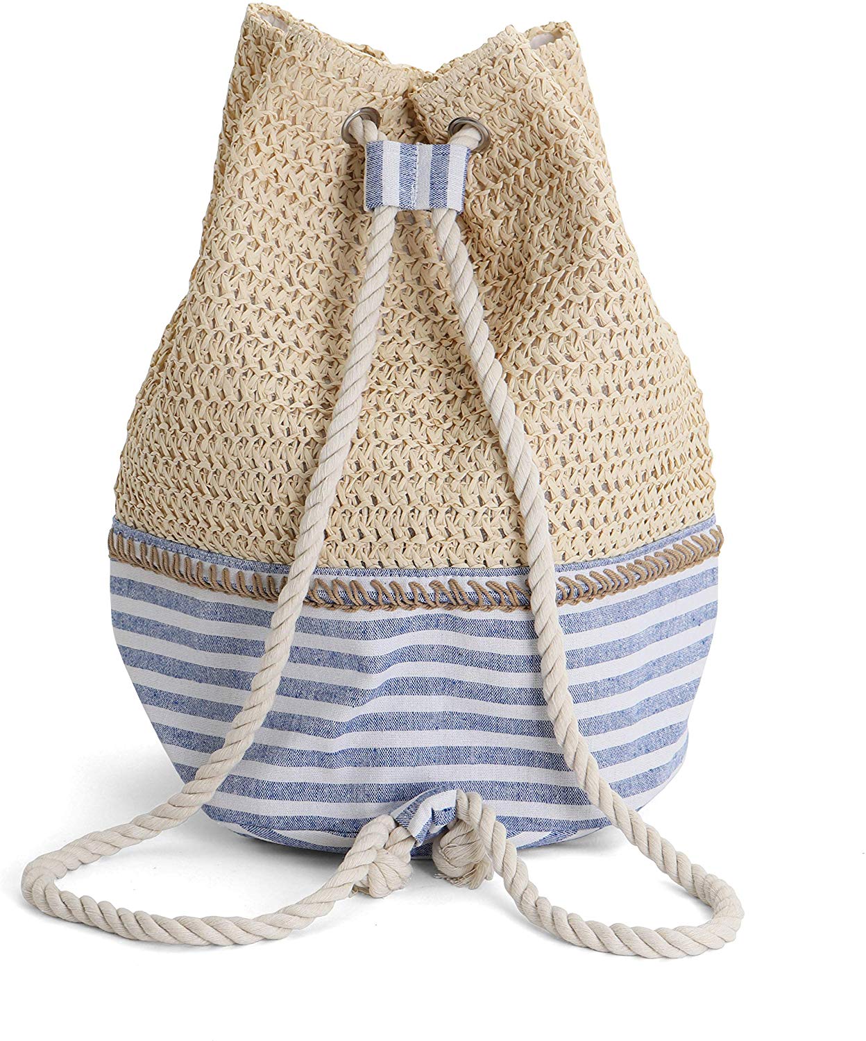 drawstring straw bag