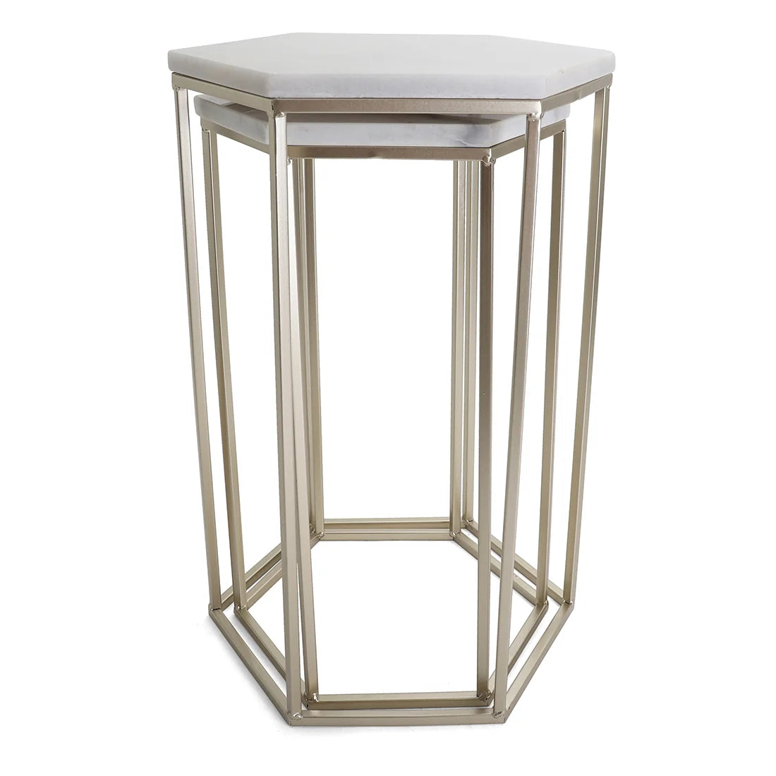 Hexagon End Table Set - Gold