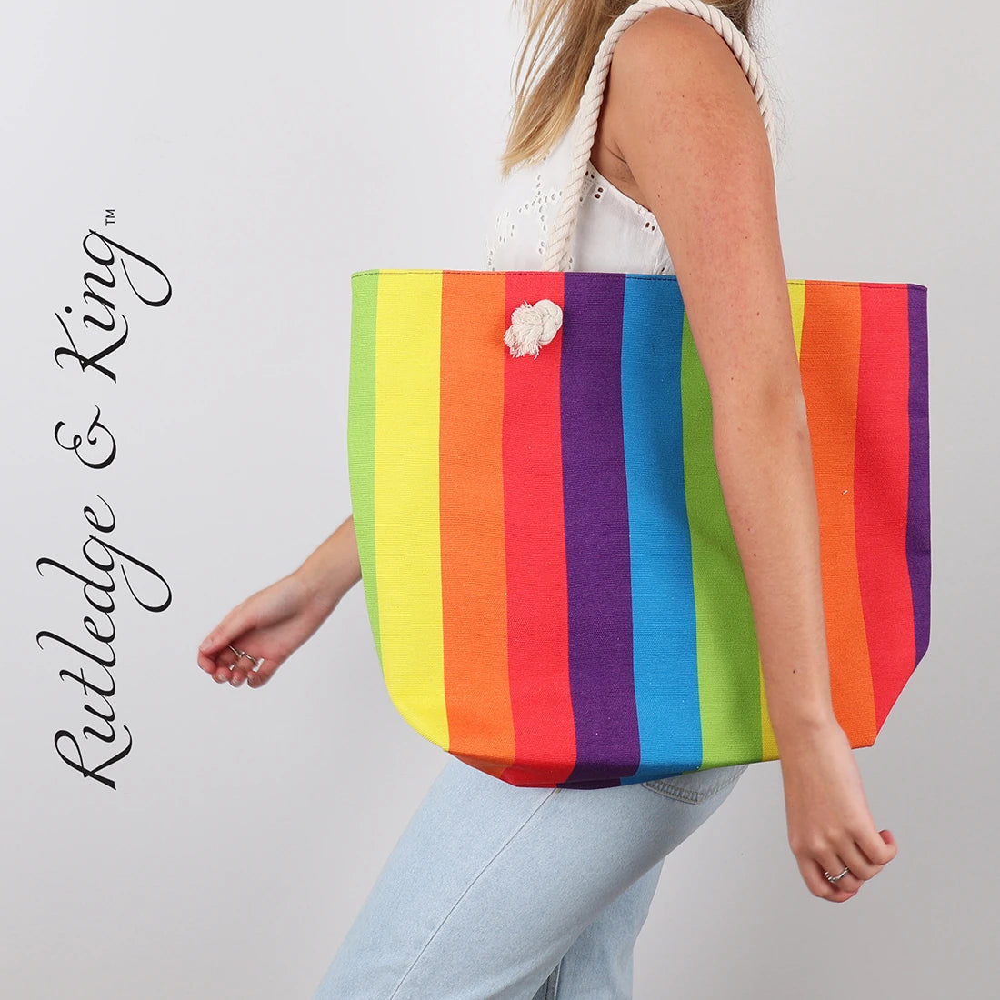 Beach Bag - Large Tote Bag - Rainbow