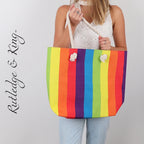 Beach Bag - Large Tote Bag - Rainbow