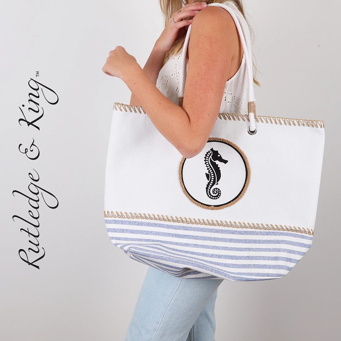 Beach Bag - Large Tote Bag - Seahorse