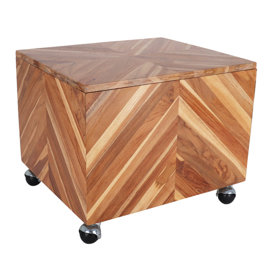 Teak Rolling File Cabinet (Natural)