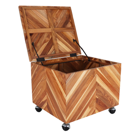 Teak Rolling File Cabinet (Natural)