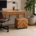 Teak Rolling File Cabinet (Natural)