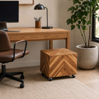 Teak Rolling File Cabinet (Natural)