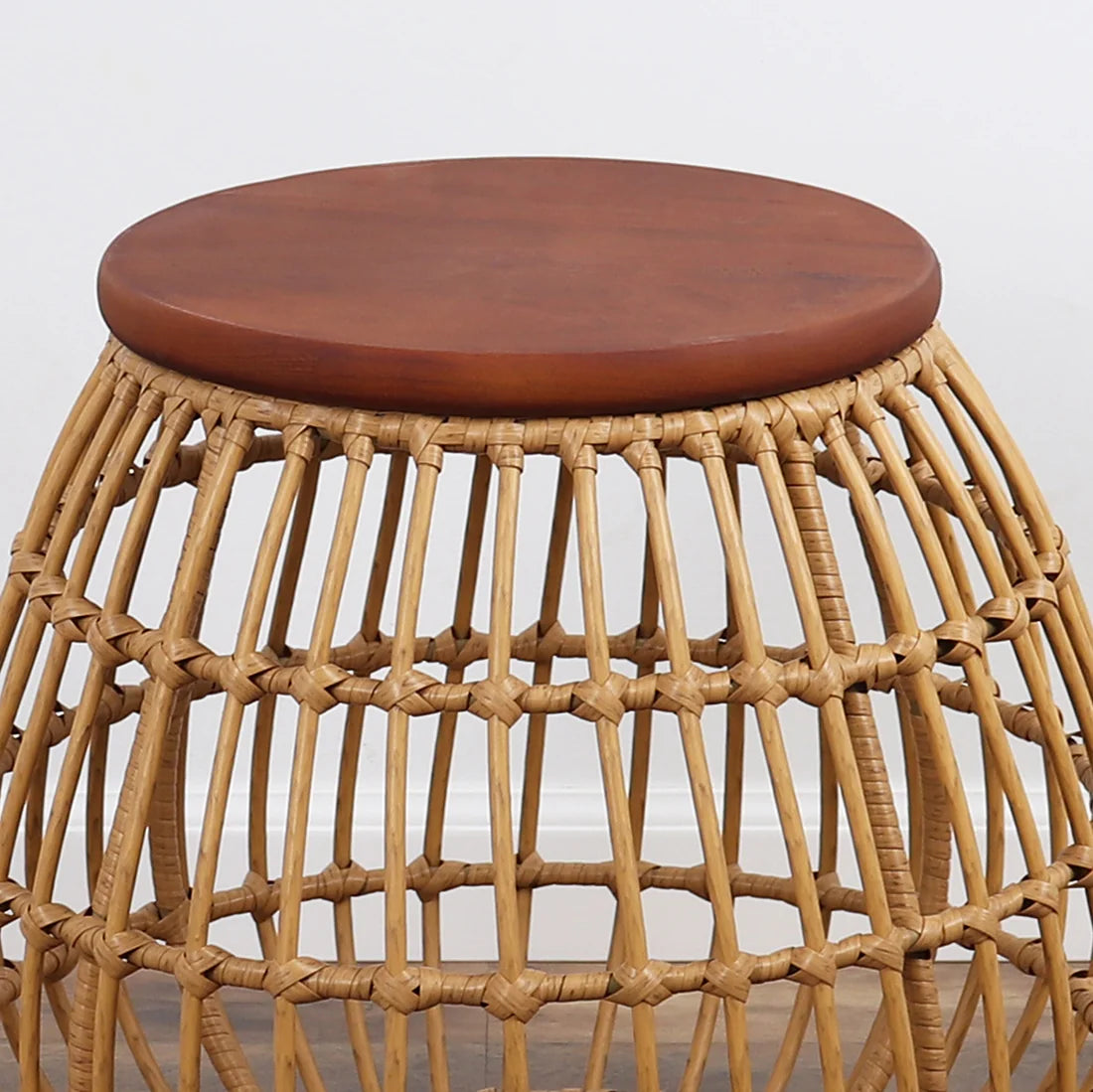 Rattan Wood Top Table - Natural