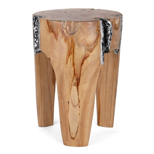 Java Teak Root Stool - Metal