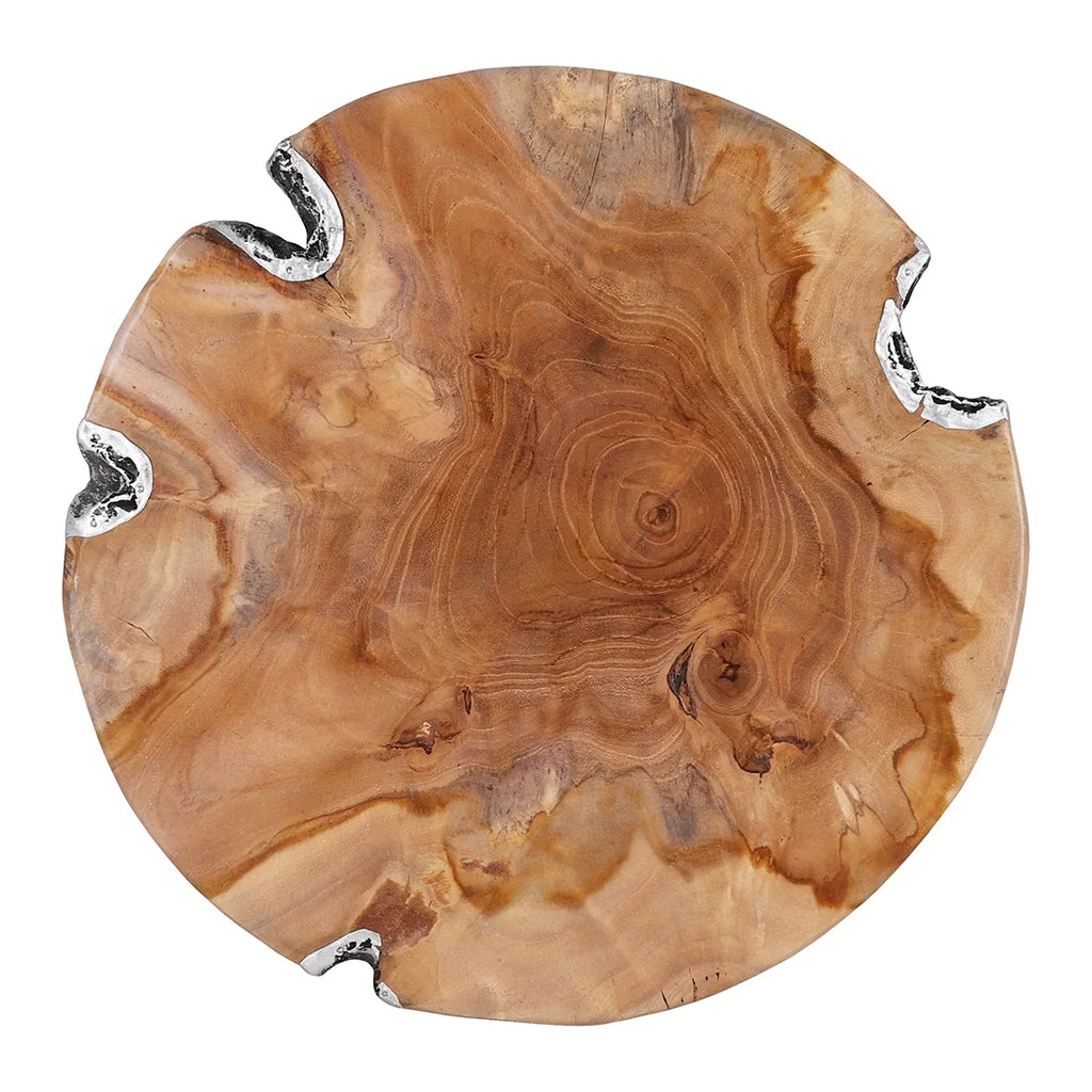 Java Teak Root Stool - Metal