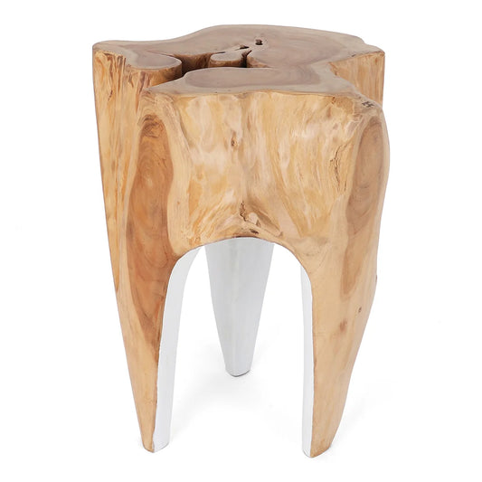 Java Teak Root Stool - White