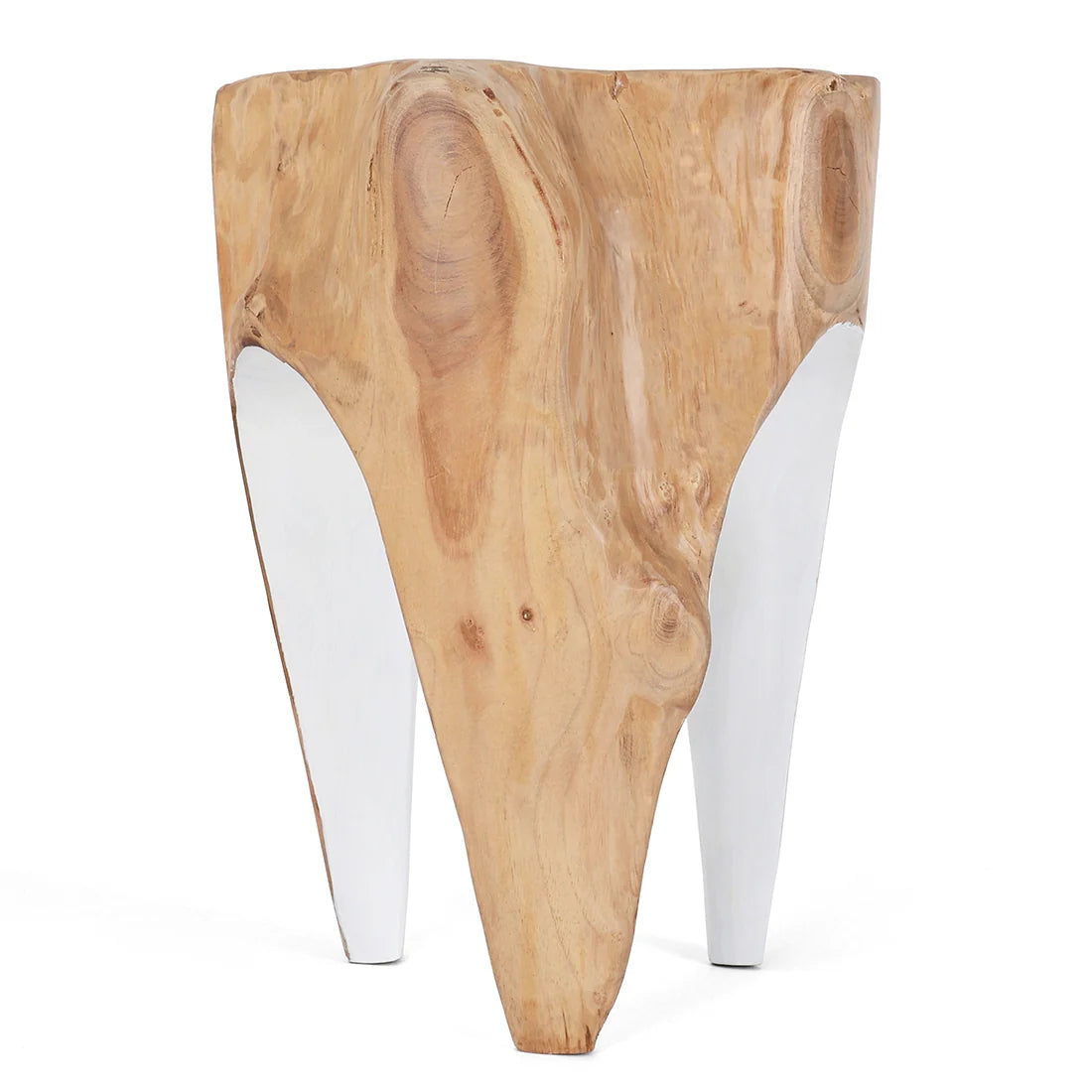 Java Teak Root Stool - White