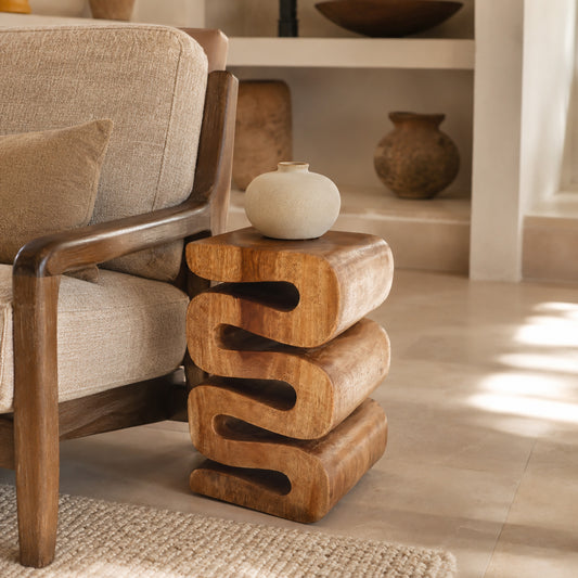 Aspen Hand Carved End Table