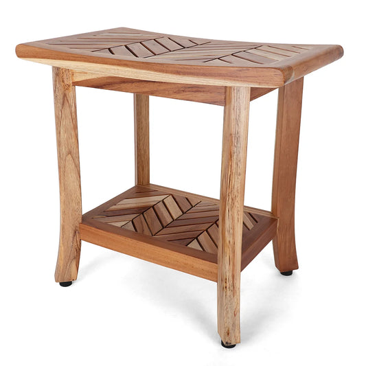 Chevron Teak Shower Stool