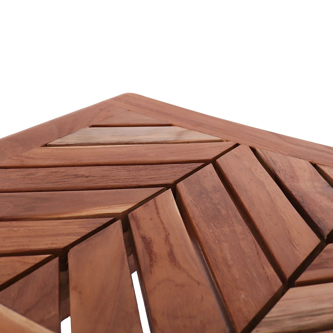 Chevron Teak Shower Stool
