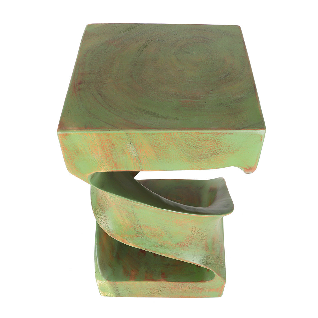 Kinsale Hand Carved End Table - Green Wash