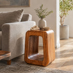 Mazelle Hand Carved End Table