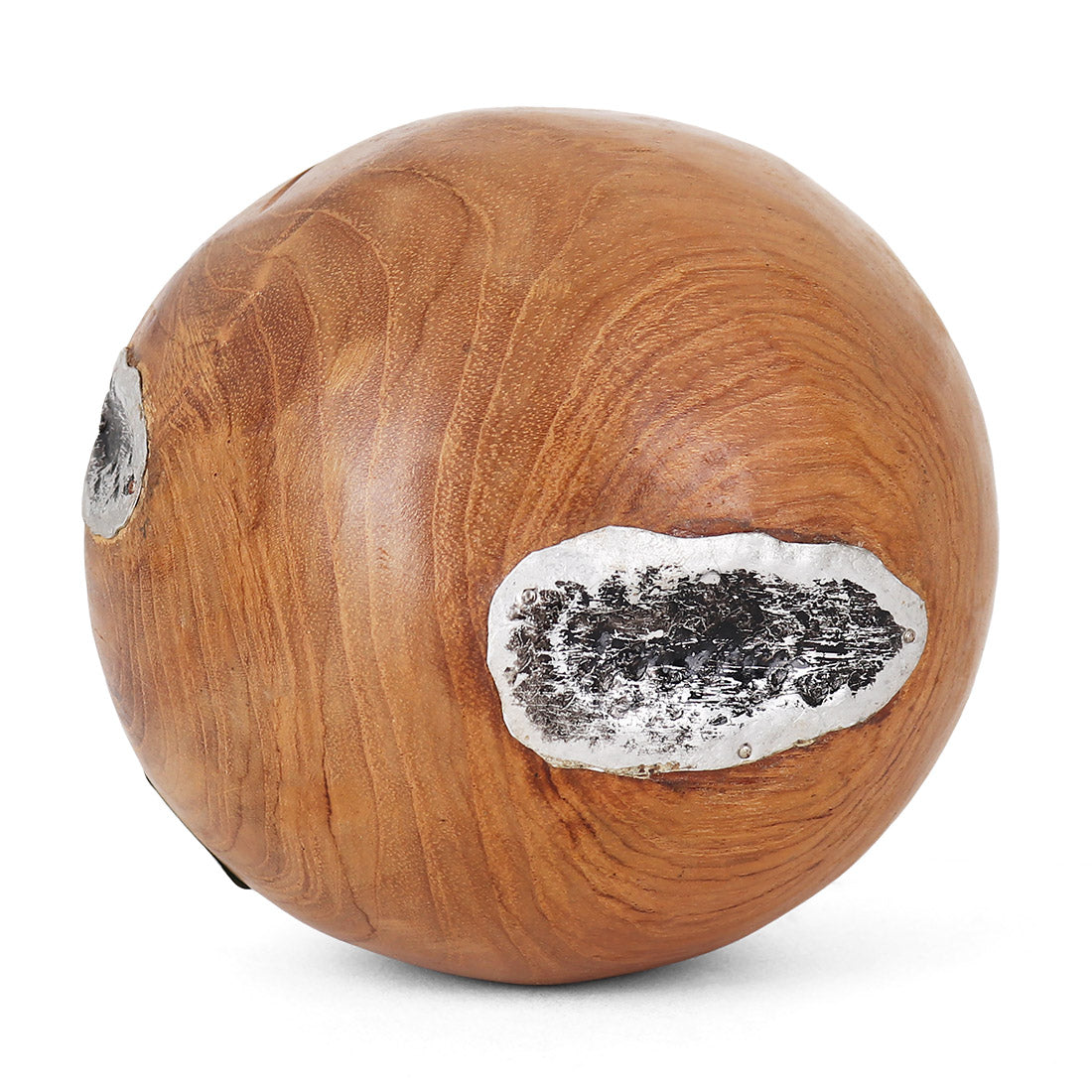 Teak Ball (4" Dia) - Metal Inlay