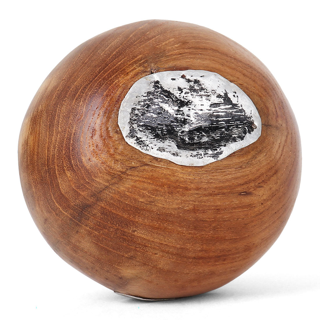 Teak Ball (4" Dia) - Metal Inlay