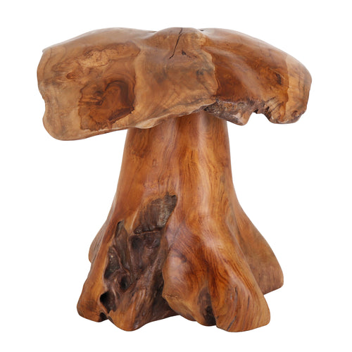 12" Teak Mushroom Stool & Side Table