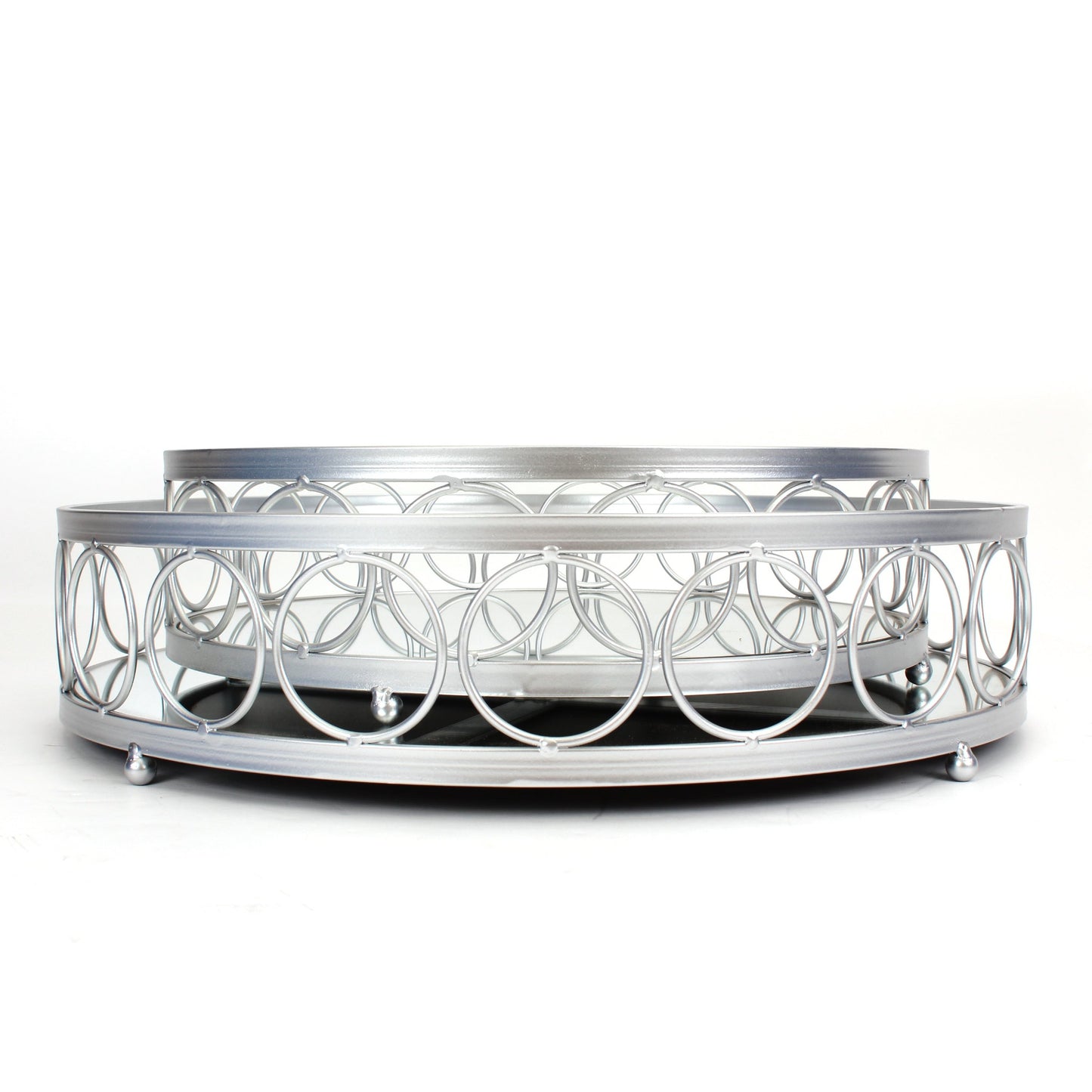 Chantilly Mirror Tray Set - Silver