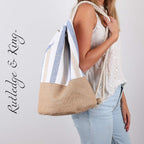 Beach Bag - Drawstring - Straw Beach Bag - Elliot