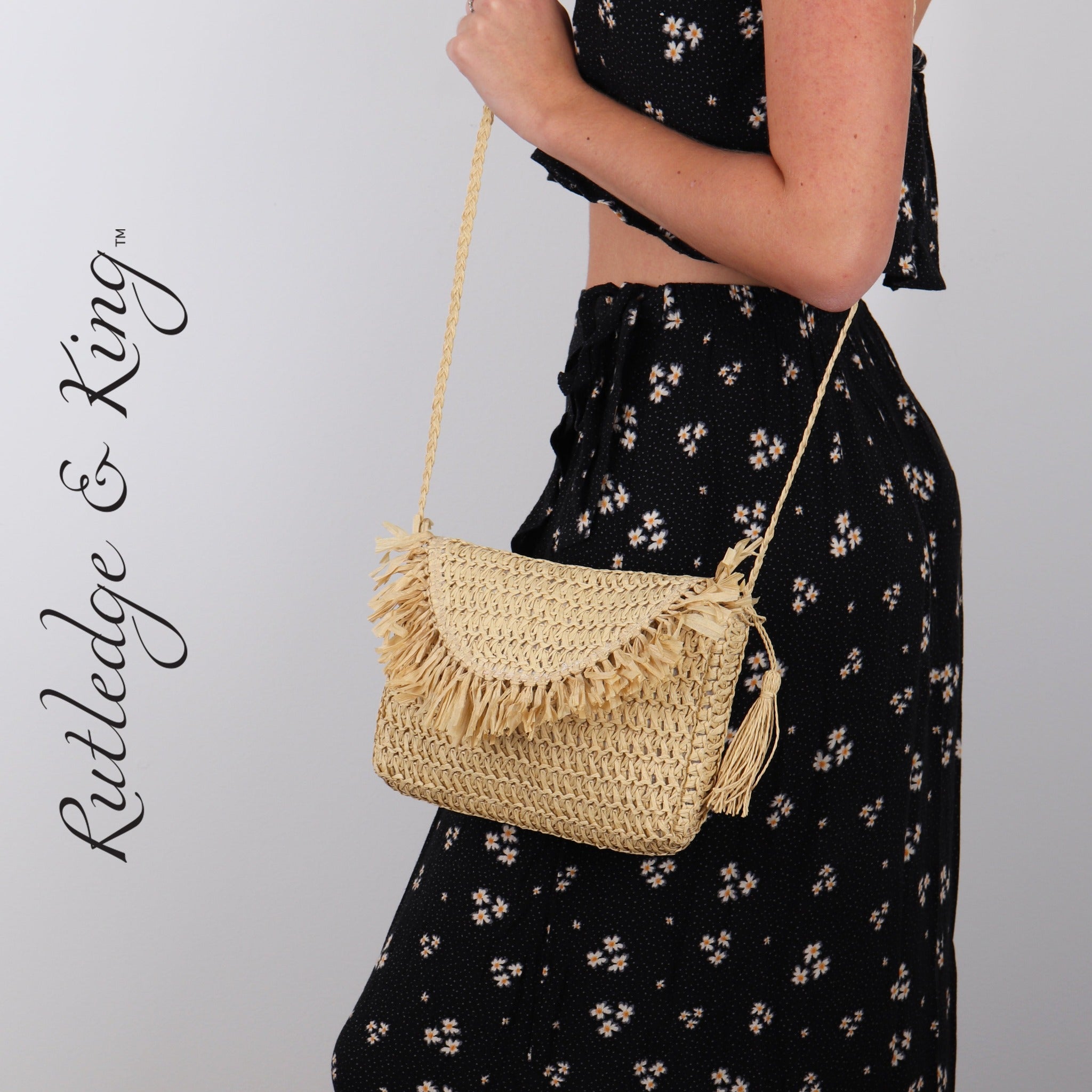 Straw Crossbody Bag - Straw Purse - Straw Bag - Ashley Brown
