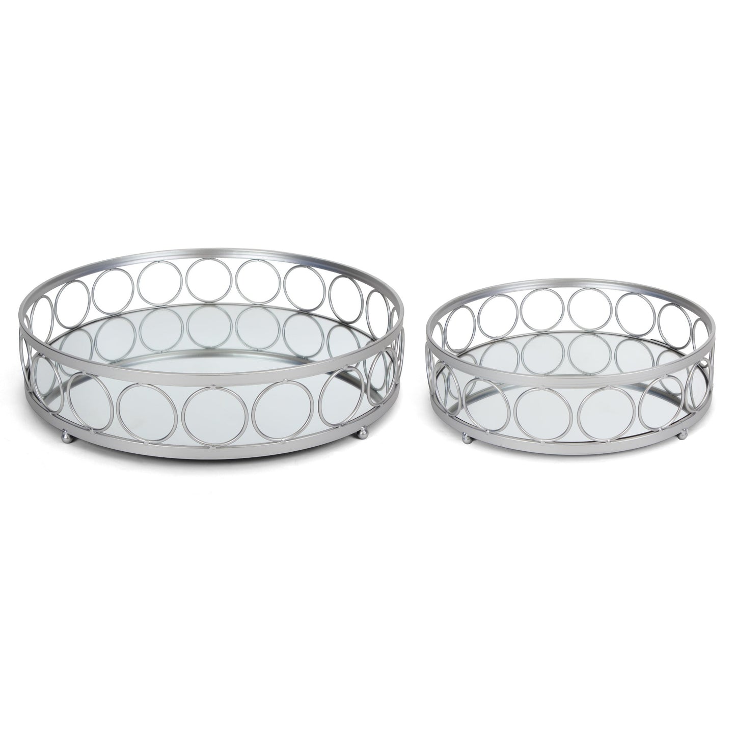 Chantilly Mirror Tray Set - Silver