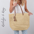 Beach Bag - Straw Bag - Large Tote Bag - Brown