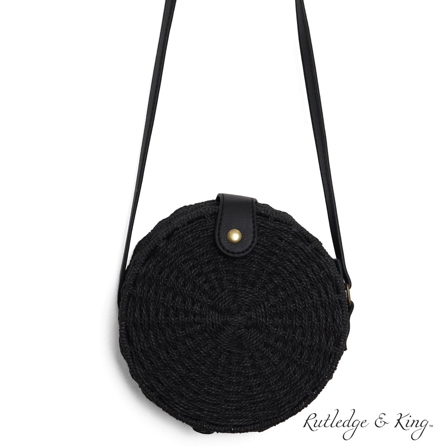 Straw Crossbody Bag - Straw Purse - Straw Bag - Cooper - Black