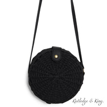 Load image into Gallery viewer, Straw Crossbody Bag - Straw Purse - Straw Bag - Cooper - Black
