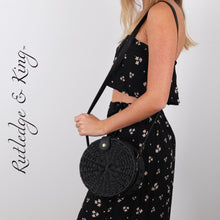 Load image into Gallery viewer, Straw Crossbody Bag - Straw Purse - Straw Bag - Cooper - Black
