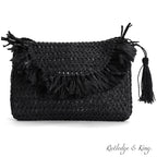 Straw Crossbody Bag - Straw Purse - Straw Bag - Ashley - Black