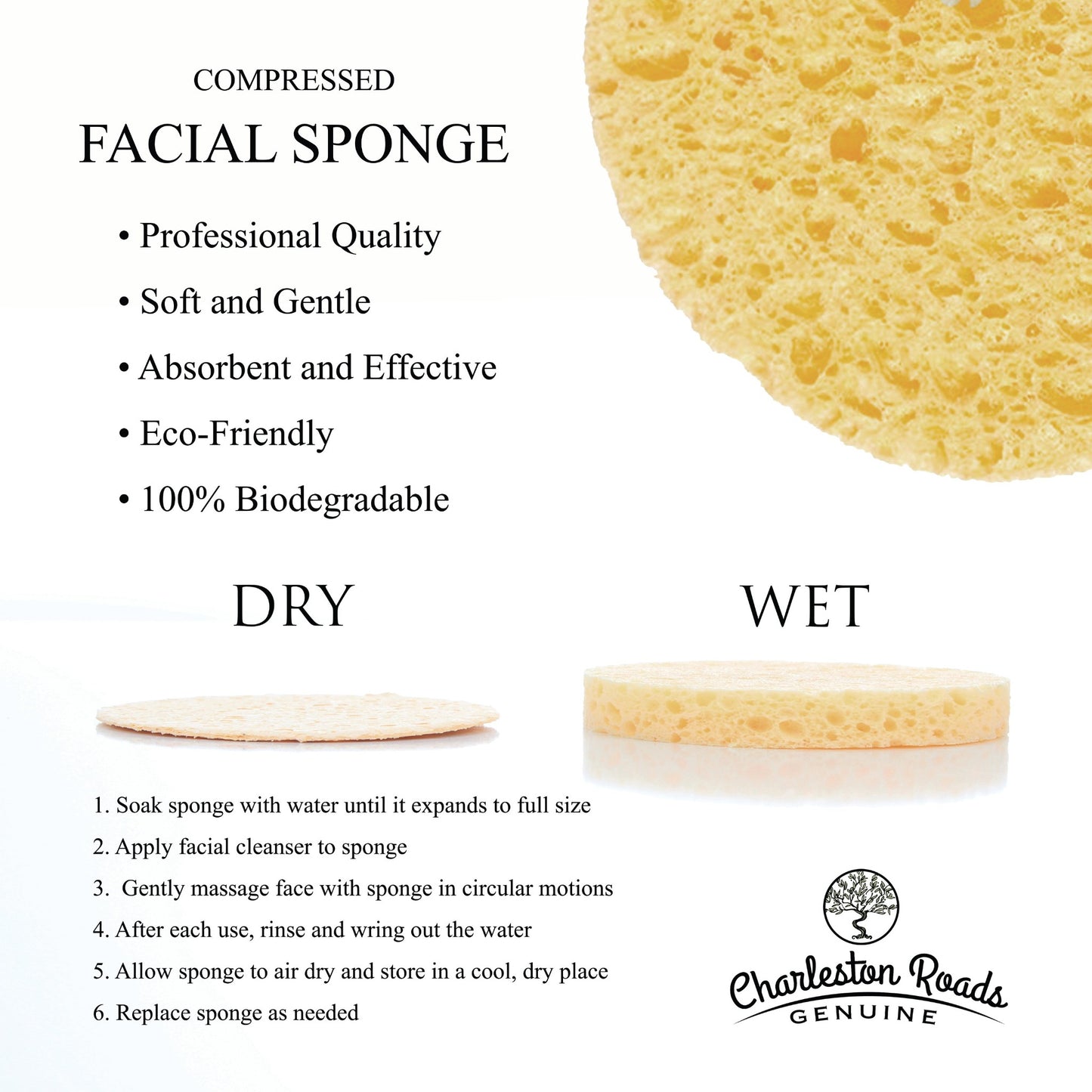 Yellow Compressed Facial Sponges